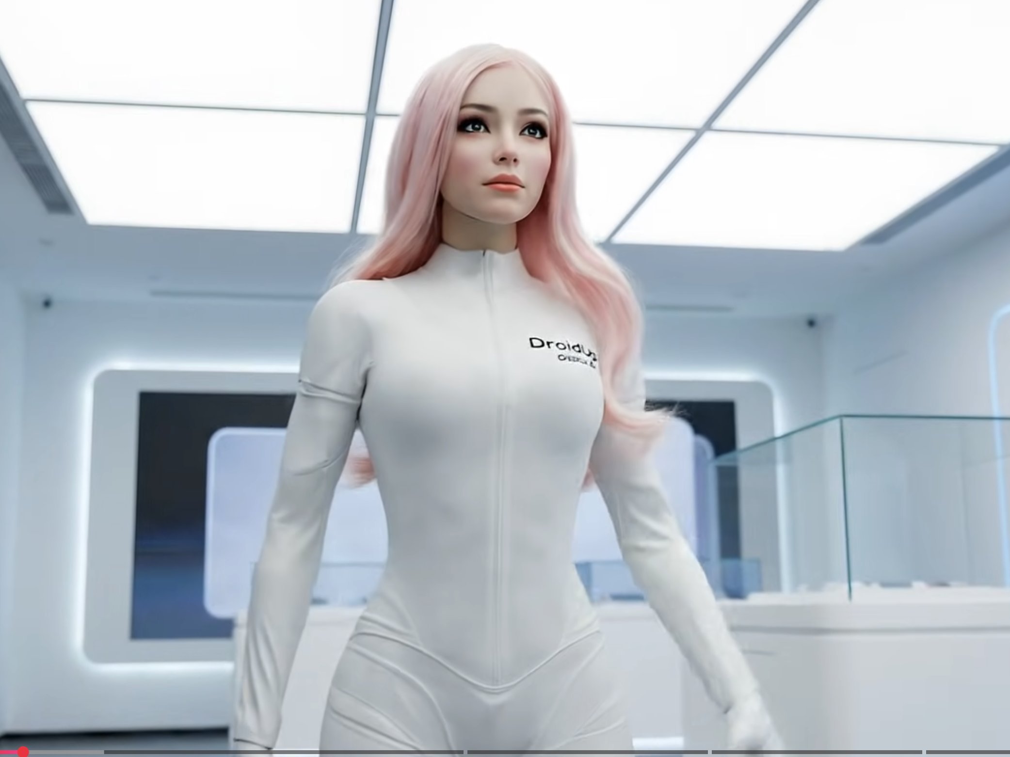 MOYA in pristine futuristic white corridor