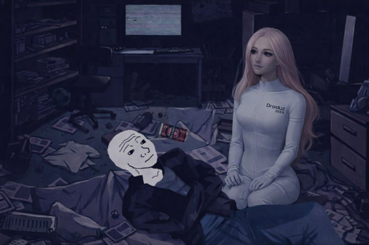 MOYA in messy room with internet culture references